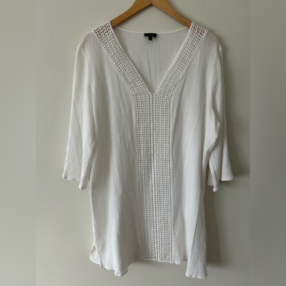 Talbots White V-Neck Swim Coverup